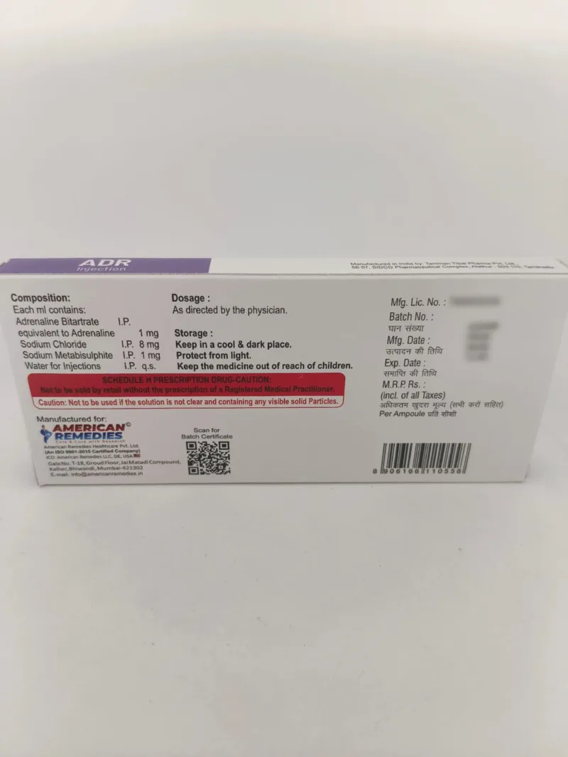 ADR INJECTION - 10 AMPOULES OF 1ML - Generic Pacific Pharmacy ADR ...